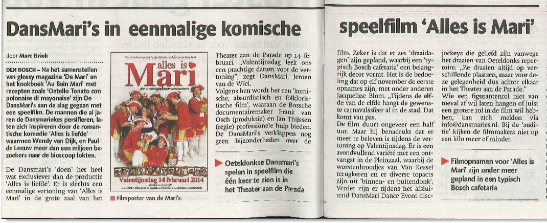 Brabants Dagblad dansmari fil theater aan de parade valentijnsdag